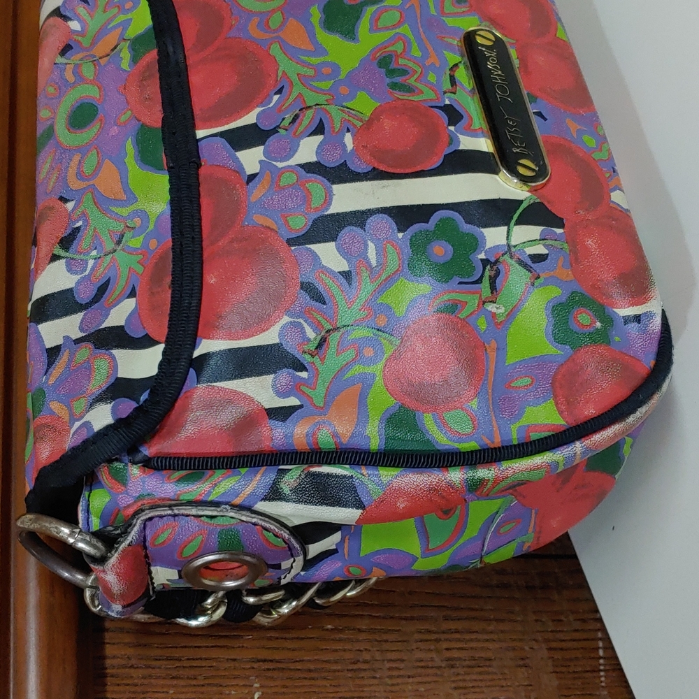 Betsey Johnson Cherries and Stripes  Crossbody Saddle Bag - Picture 7 of 17
